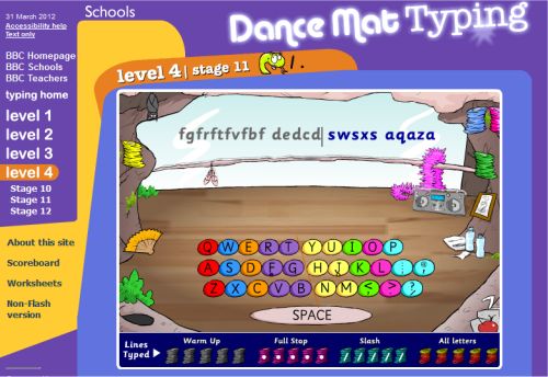 Typing Games  Dance Mat Typing