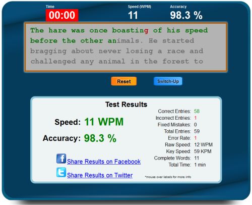 typing test keystrokes per minute