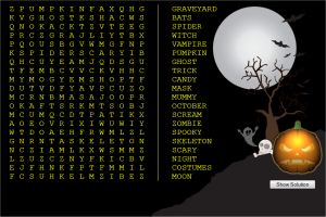 Online Halloween Word Search Puzzle For Kids